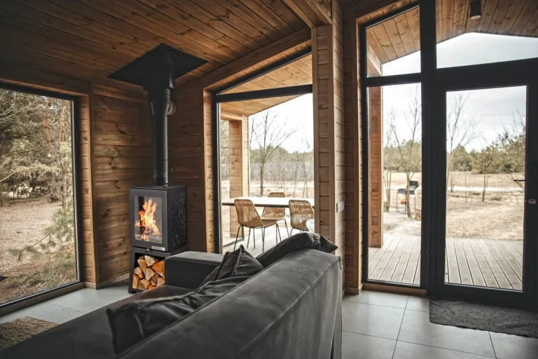 Poêle à bois installé dans un séjour